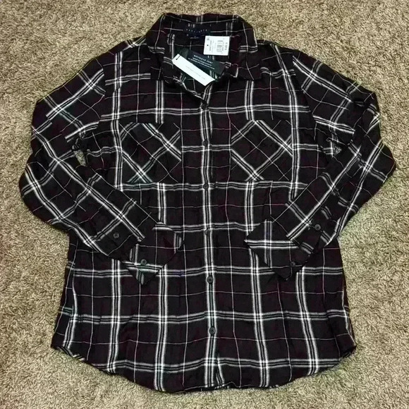 NWT Sanctuary Women’s Boyfriend Shirt Burgundy, size S - Picture 1 of 7